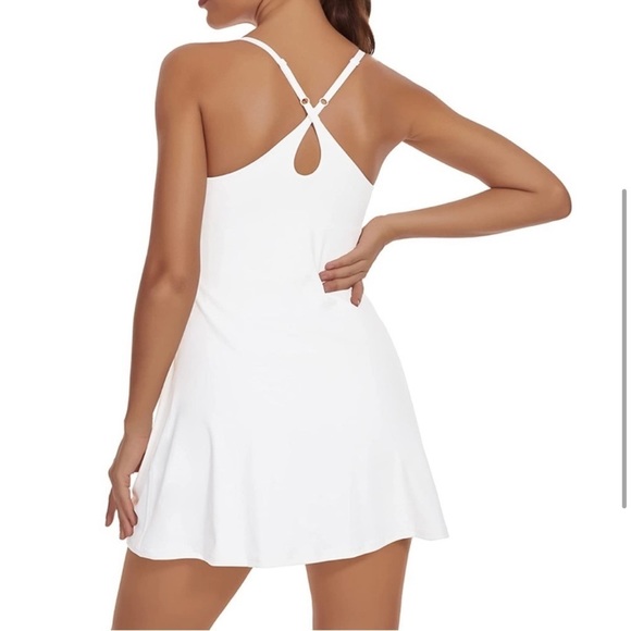 K.Tennis Dress, Workout with Built-in Bra Shorts Pockets Exercise Dress - Picture 2 of 16